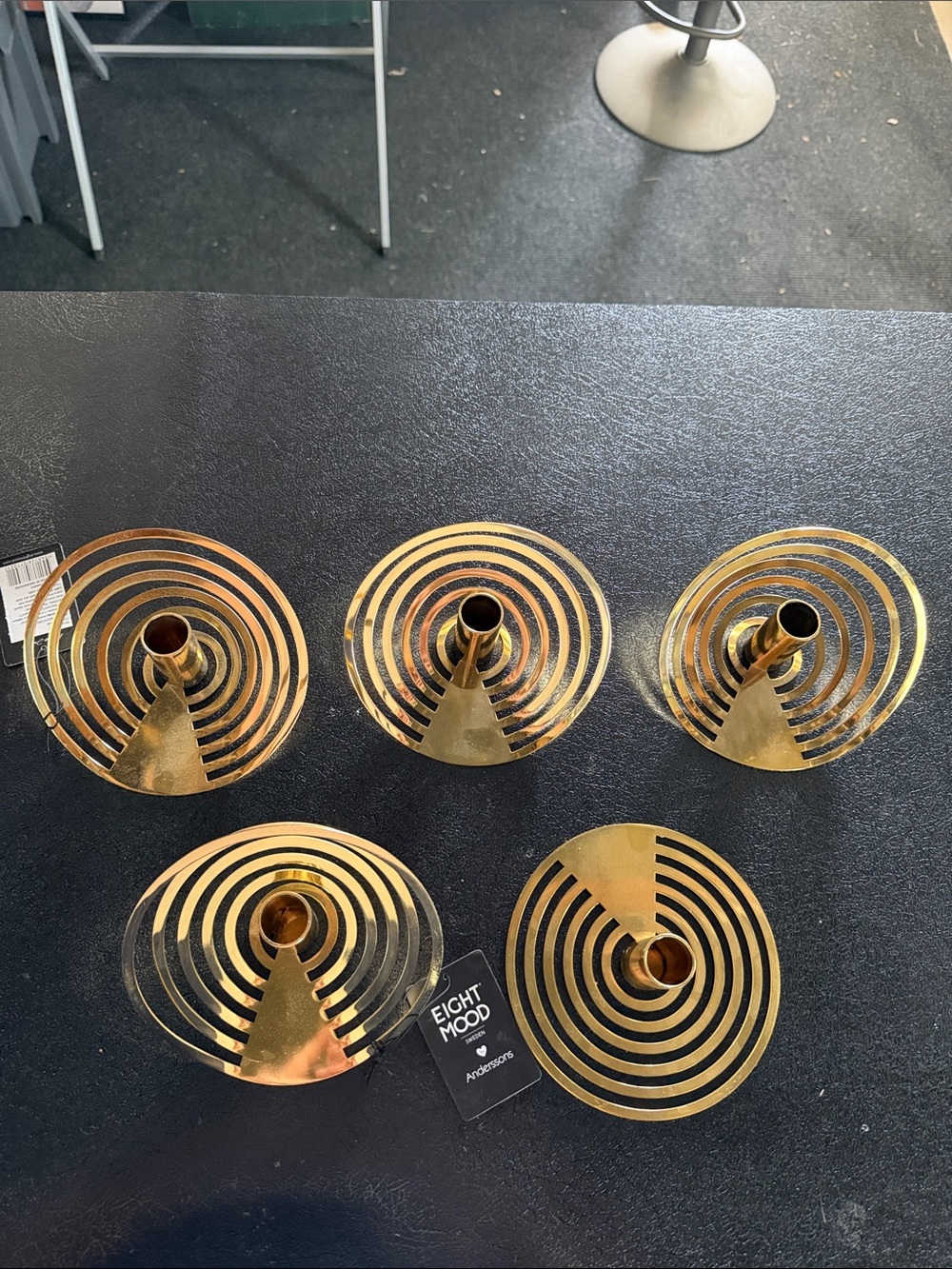 Gold Spiral Metal Candle Holders - Set of 5